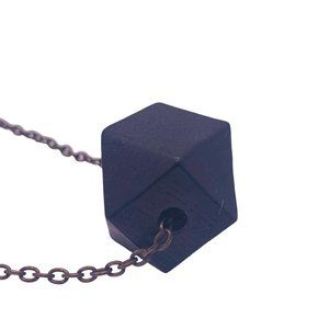 Black Wooden Geometric Pendant Necklace